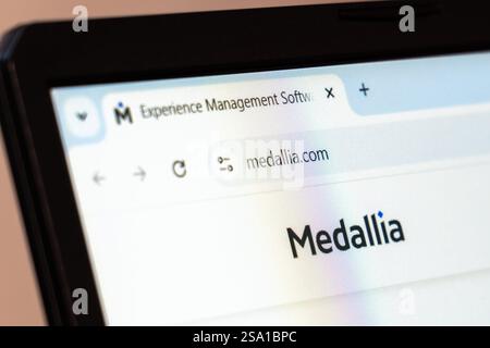 New York, USA - January 26, 2025: Medallia website homepage displaying logo and experience management software services Stock Photo