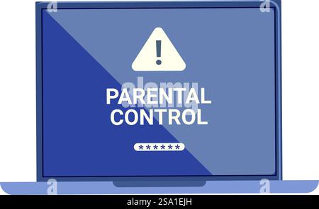 Attention parental control icon cartoon vector. Cyber block. Service ...
