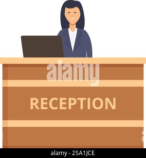 Reception table service icon cartoon vector. Work adult. Visitor client ...