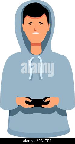 Gamer in hoodie icon cartoon vector. Play video games. Gaming digital player. Gamer in hoodie icon cartoon vector. Play video games Stock Vector