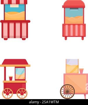 Popcorn maker machine icons set outline vector. Cinema corn. Making ...