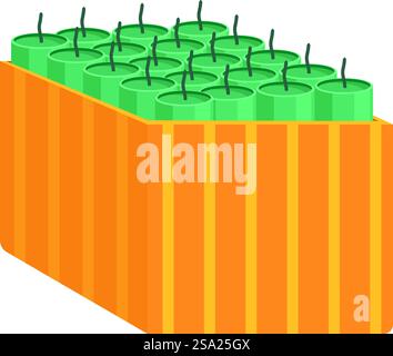 Block of petards icon cartoon vector. Fireworks security. Celebrate holiday. Block of petards icon cartoon vector. Fireworks security Stock Vector