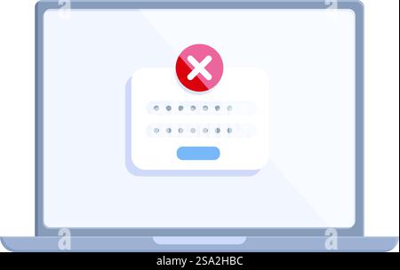 Laptop password error icon cartoon vector. Denied service. Privacy secure. Laptop password error icon cartoon vector. Denied service Stock Vector
