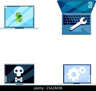 Mend pc icons set, cartoon style Stock Vector Image & Art - Alamy