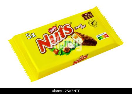 Hamburg, Germany -  January 25  2025: 5 Nuts Chocolate bars Nestle isolated on white background Stock Photo