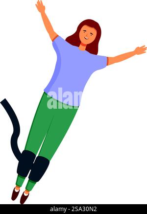 Sport fall rope icon cartoon vector. Bungee jumping. Recreation cord ...