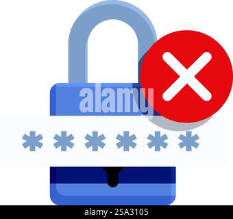 Access denied padlock password icon cartoon vector. Safety security. Steal alert. Access denied padlock password icon cartoon vector. Safety security Stock Vector