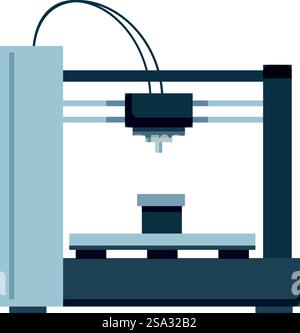 Modern 3d printer vector illustration showcasing innovative technology and precision additive manufacturing process for creating intricate threedimensional objects. Vector illustration of a contemporary 3d printer design in a flat graphic style Stock Vector
