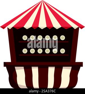 Red carnival fair booth icon flat isolated on white background vector ...
