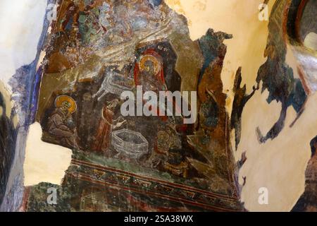 Interior view of the Church of Saint Mary of Blachernae in the Berat-Kalaja Castle, Albania Stock Photo