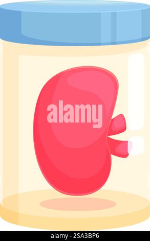Vector graphic of a jar with cute cartoon kidney beans, ideal for foodthemed designs. Cartoon kidney beans container illustration Stock Vector