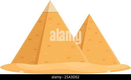 Vibrant vector graphic of two cartoonstyle egyptian pyramids against a plain background. Cartoon illustration of egyptian pyramids Stock Vector