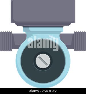 Vector illustration of a blue plastic ball valve, commonly used in plumbing, isolated on a white background. Blue pvc ball valve isolated on white Stock Vector
