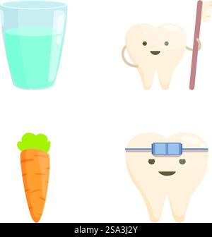 Cute smiling tooth with dental braces Stock Vector Image & Art - Alamy