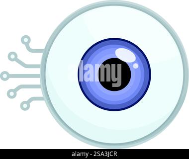 Futuristic digital eye surveillance technology concept illustration with circuit board, cyber artificial intelligence, security vision monitoring. Graphic representation of a hightech eye with circuit board elements symbolizing digital surveillance Stock Vector