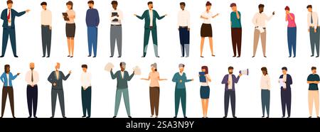 Yell boss vector. A group of people in business attire are shown in a row, with some looking at the camera and others looking away. Concept of professionalism and formality, with the people dressed in suits and ties. Yell boss vector. A group of people in business attire are shown in a row Stock Vector