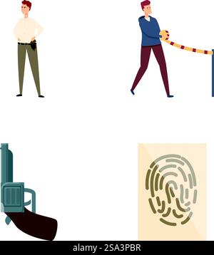 fingerprint scanner set cartoon vector illustration Stock Vector Image ...