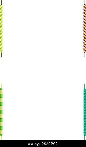Vector illustration collection of four rope designs isolated on white background. Set of four different styled rope borders Stock Vector