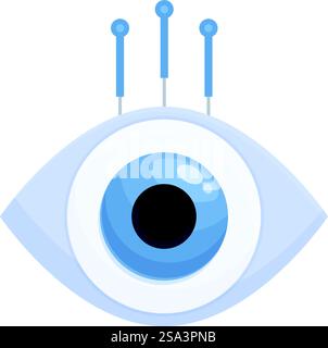 Futuristic digital eye surveillance technology illustration with abstract cyber data protection concept and artificial intelligence vision in blue vector graphic design for online monitoring and priva. Vector illustration of a stylized eye symbolizing digital surveillance and technology Stock Vector