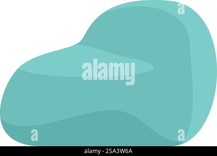 Minimalist vector illustration of a contemporary abstract blue pebble with smooth, stylized, and simple design, on a flat background. Minimalist vector illustration of a stylized blue pebble with a smooth finish Stock Vector