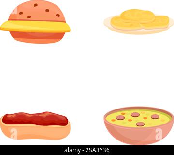 Dutch food icons set cartoon vector. Various dutch cuisine. Traditional product. Dutch food icons set cartoon vector. Various dutch cuisine Stock Vector