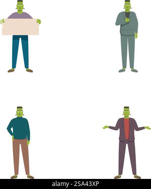 Vector illustrations of a cartoon man with various expressions and poses on a white background. Cartoon man in different poses and expressions Stock Vector