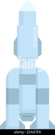 Cartoon style illustration of a space rocket standing on a launchpad, ready for take off. Space rocket standing on launchpad ready for take off Stock Vector