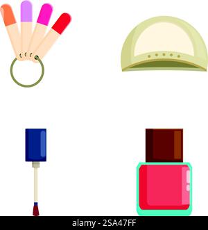 Vector illustration set featuring beauty and cosmetic accessories. Assortment of beauty accessories illustration collection Stock Vector