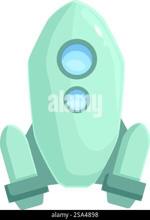 Cartoon spaceship is ready for launch into the vast expanse of outer space. Cartoon spaceship ready for launching to explore the galaxy Stock Vector