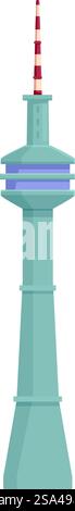 Modern telecommunication tower is standing tall, transmitting signals for mobile devices. Tall telecommunication tower providing wireless connection for mobile devices Stock Vector