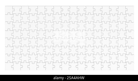 White puzzles, background. Puzzles grid, blank template. 3D rendering isolated on white background Stock Photo