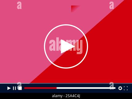 Video player is showing play button for online stream or television program. Video player showing play button on red background Stock Vector