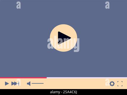 Video player is showing streaming bar interface with play button for online lessons, video tutorial, movies, tv shows, etc. Video player showing streaming bar interface with play button Stock Vector