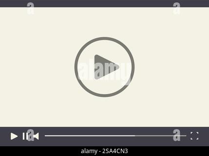 Simple video player with a play button is waiting to be started. Video player showing a play button for streaming content Stock Vector