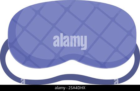 Blue padded sleep mask with a soft fabric covering and elastic strap, perfect for getting a good night&rsquo;s rest. Soft fabric sleeping mask with elastic strap for blocking out light and getting good night sleep Stock Vector