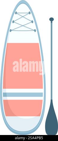 Stand up paddle board for sup surfing is standing up, waiting for the athlete to use it on the water. Modern stand up paddle board for sup surfing water sport with paddle Stock Vector