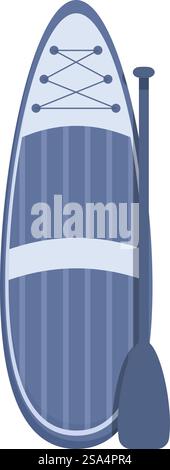 Blue surfboard for sup surfing with a paddle is standing on a white background. Blue surfboard for sup surfing with paddle standing on white background Stock Vector