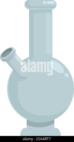 Clear glass vase with a black top. Glass vase with a long neck Stock Vector