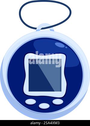 Electronic pocket game console hanging on lanyard for playing videogames and having fun. Electronic pocket game console hanging on lanyard for playing videogames Stock Vector
