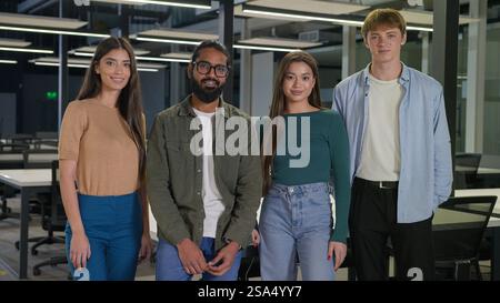 Multiracial group colleagues diversity coworkers office team business men women girls guys multiethnic male female Arabian Caucasian Indian friends Stock Photo