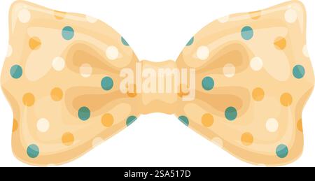 Elegant yellow bow tie with colorful polka dots, adding a touch of sophistication to any formal occasion. Yellow bow tie with colorful polka dots for elegant gentleman style Stock Vector