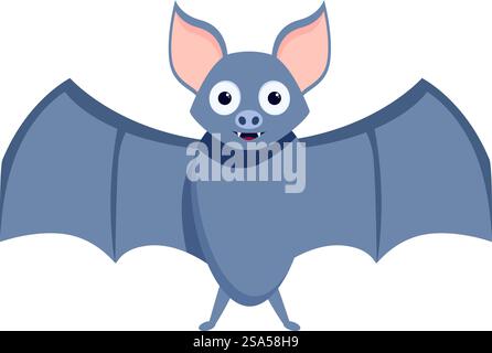 Cute cartoon bat standing and spreading its wings. Friendly cartoon bat spreading its wings Stock Vector