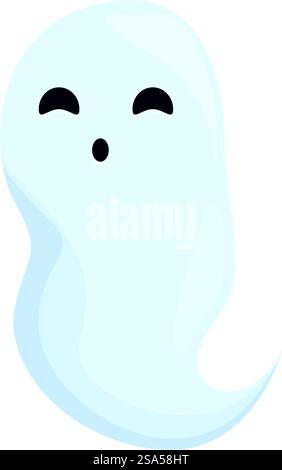 Cartoon ghost with surprised expression floating, perfect for halloween themed projects. Cute blue ghost floating with surprised expression for halloween celebration Stock Vector
