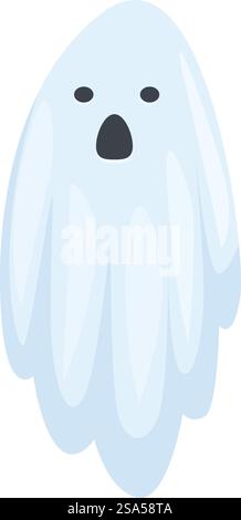 Friendly ghost floating and saying boo for halloween celebration. Cute cartoon ghost floating with a surprised expression Stock Vector