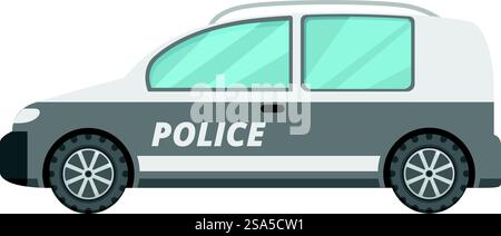 Modern police car parked on a white background showing the left side of the vehicle. Police car parked on white background showing left side Stock Vector