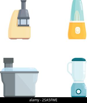 Collection of colorful vector icons representing various kitchen appliances. Set of modern kitchen appliances icons Stock Vector