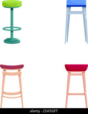 Collection of various styles of modern bar stools, ideal for interior design concepts. Set of modern bar stools isolated on white Stock Vector