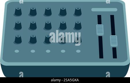 Modern audio mixing console featuring knobs and faders for adjusting sound levels and effects. Audio mixing console featuring knobs and faders for music production Stock Vector