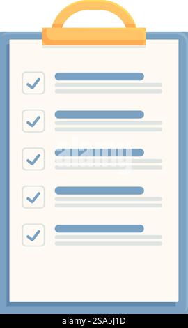 Clipboard is displaying a list of completed tasks, each marked with a check mark, suggesting efficiency and organization. Clipboard showing check marks representing completed tasks Stock Vector