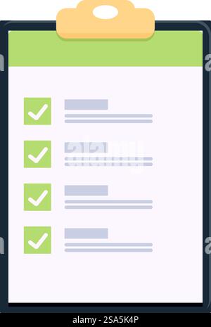 Clipboard with a completed checklist, symbolizing productivity and achievement. Clipboard showing check marks representing completed tasks Stock Vector